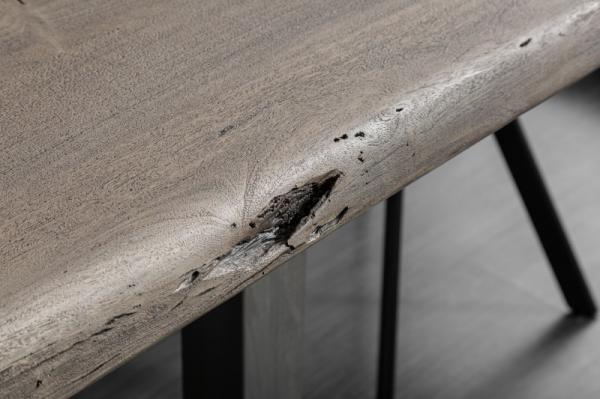 Masívny jedálenský stôl MAMMUT ARTWORK 200 cm šedá akácia, nohy z nerezovej ocele