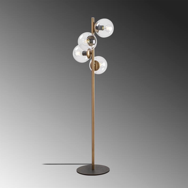 Elegantná stojanová lampa FAZE 130 cm, matná zlatá, číra