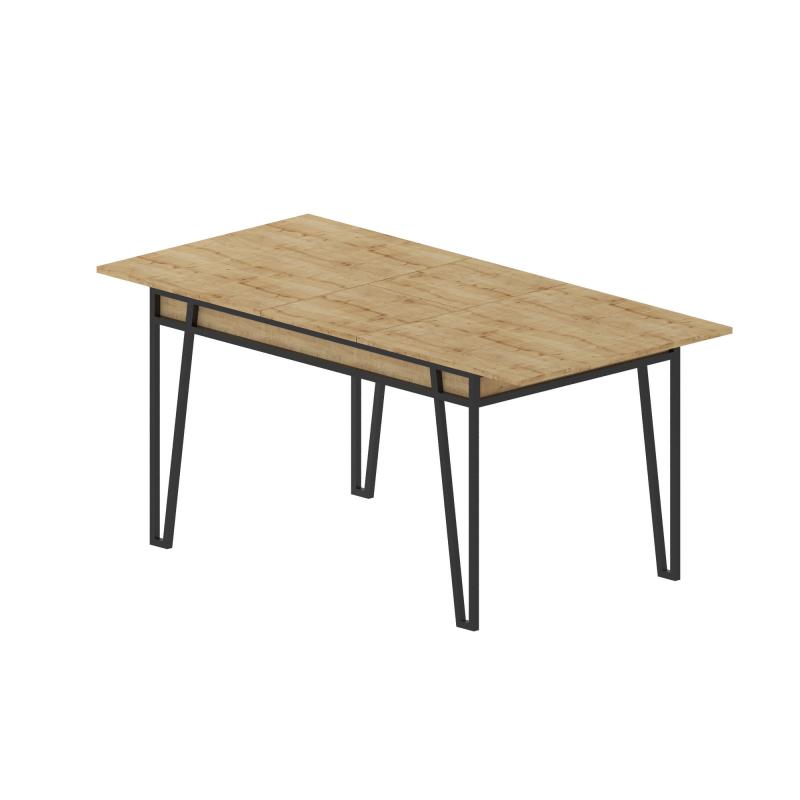 Rozkladací jedálenský stôl PAL 132-170 cm, MDF, dubový vzhľad, čierny