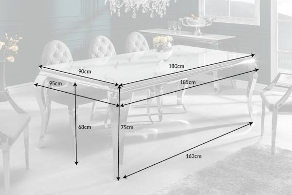 Elegantný dizajnový jedálenský stôl MODERN BAROQUE 180 cm strieborný, mramor
