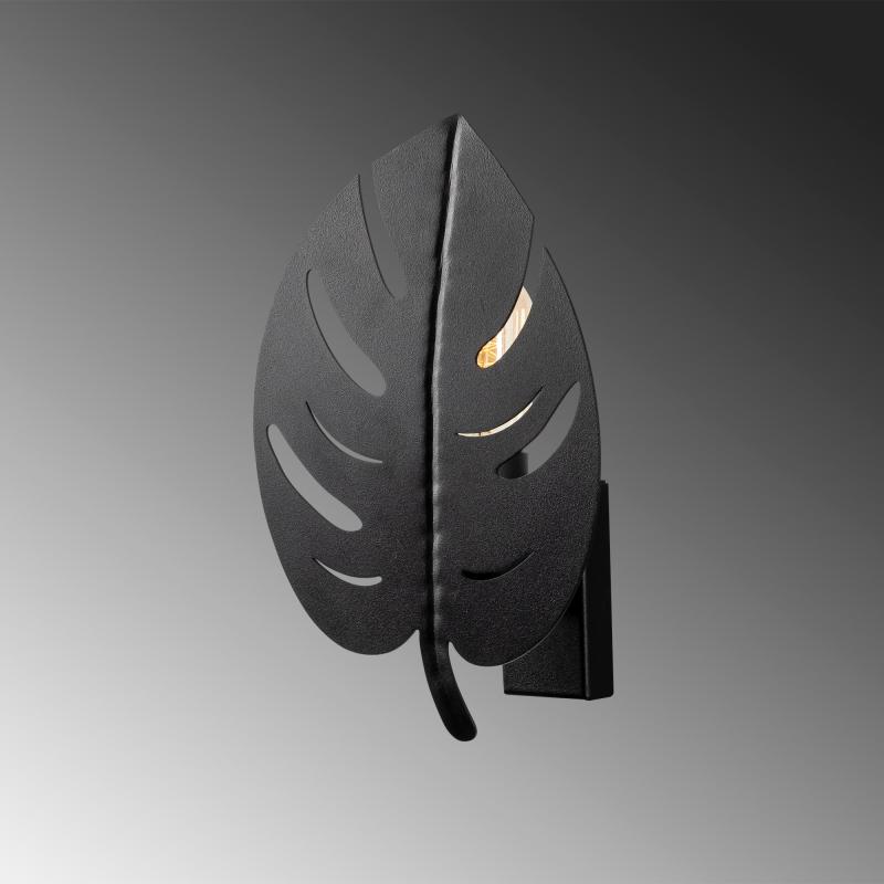 Dizajnové nástenné svietidlo LEAF 28 cm, čierne