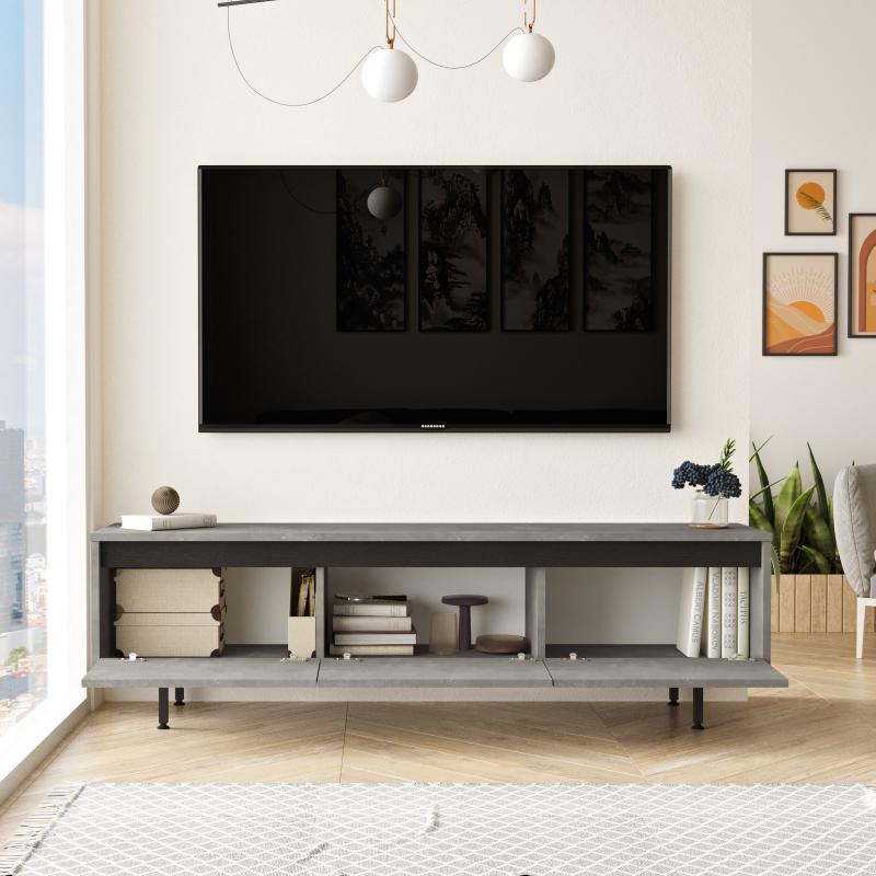 Elegantný TV stolík LUVIO 160 cm, MDF, šedý
