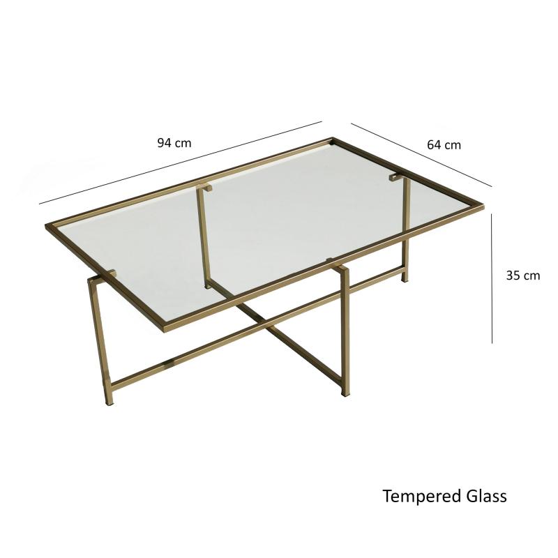 Elegantný konferenčný stolík SUN 94 cm, matný zlatý
