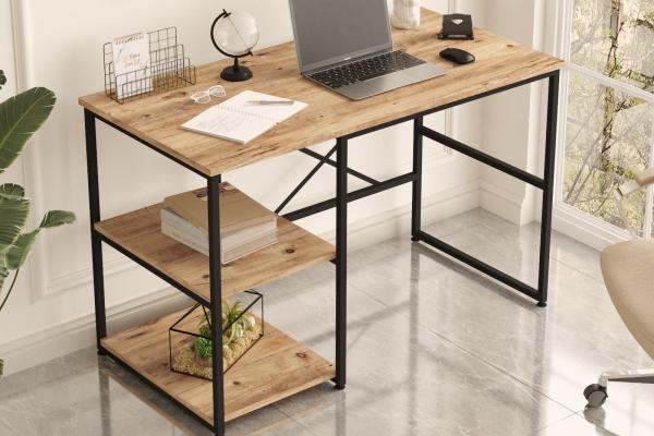 Dizajnový pracovný stôl MASASI 120 cm, prírodný, čierny