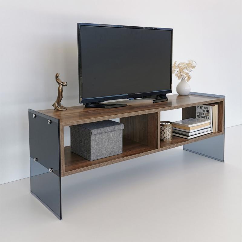 Elegantný TV stolík BROWN 120 cm, MDF, hnedý, matný