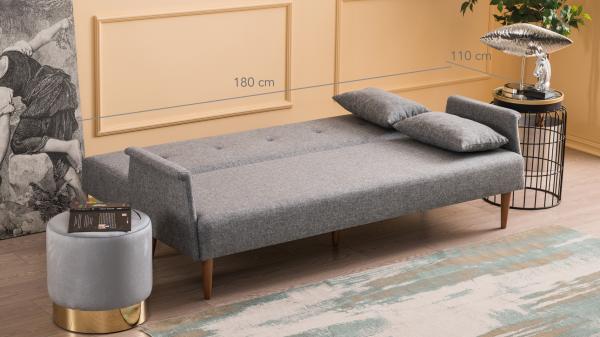 Dizajnová rozkladacia pohovka NAVAN 190 cm, šedá, tkanina