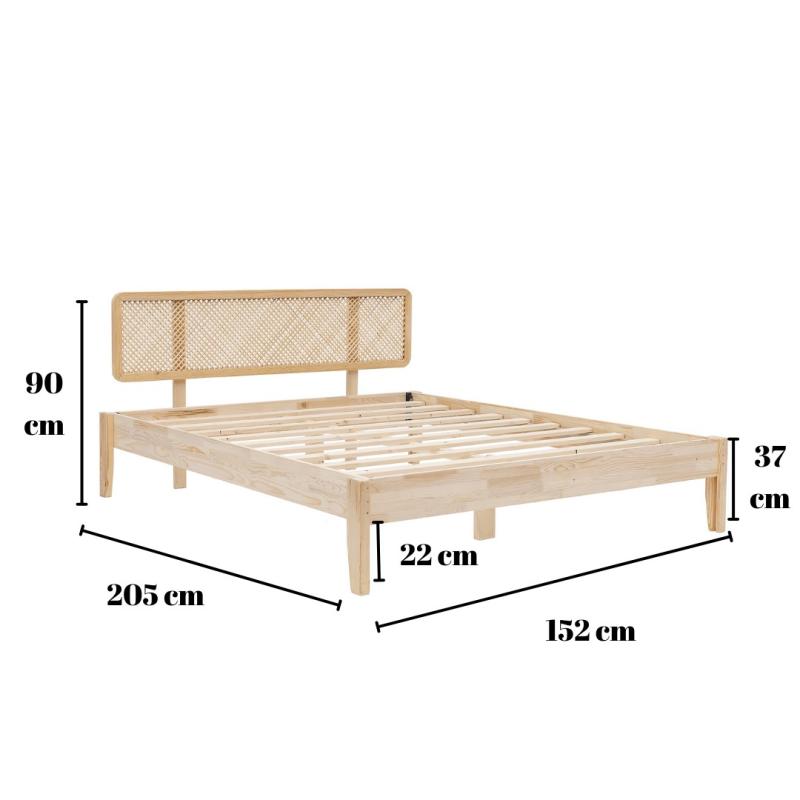Masívna dvojlôžková posteľ IZABELYA 140x200 cm, borovica, prírodná