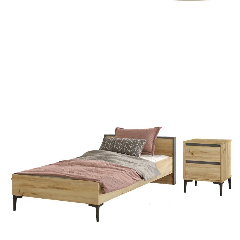 Elegantná sada - posteľ 100x200 cm a stolík ARCA, MDF, prírodná
