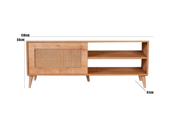 Priemyselný TV stolík HAZERAN 140 cm, MDF, dubová dýha