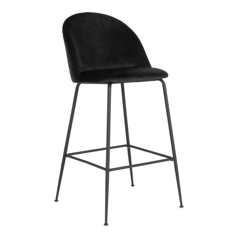 Dizajnová barová stolička LAUSANNE, čierny zamat