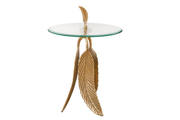 Extravagantný príručný stolík FEATHER 65 cm, zlatý