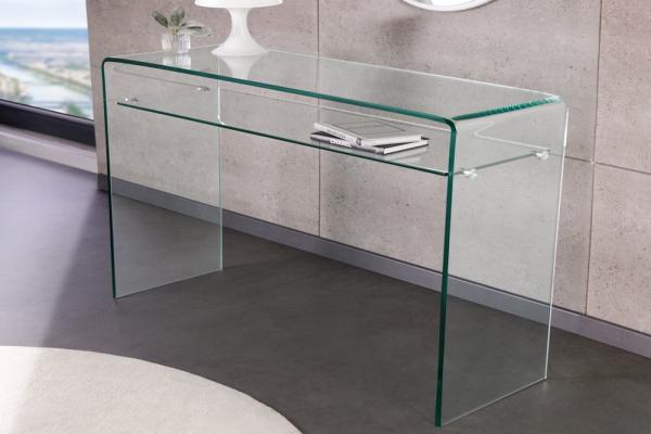 Extravagantný sklenený konzolový stôl FANTOME II 100 cm transparentný