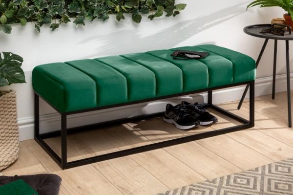 Moderná lavica BENCH PETIT 110 cm zamat, smaragdovo zelená