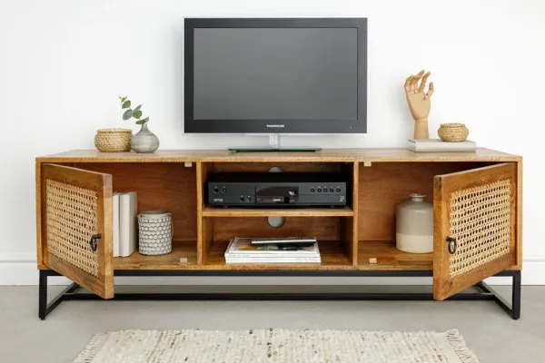 Dizajnový TV stolík VIENNA LOUNGE 150 cm, mango,  prírodný