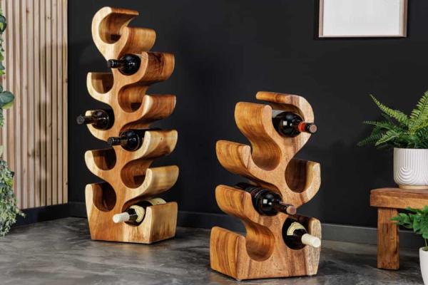 Dekoračný stojan na víno ARTE 50 cm, prírodný, drevo suara
