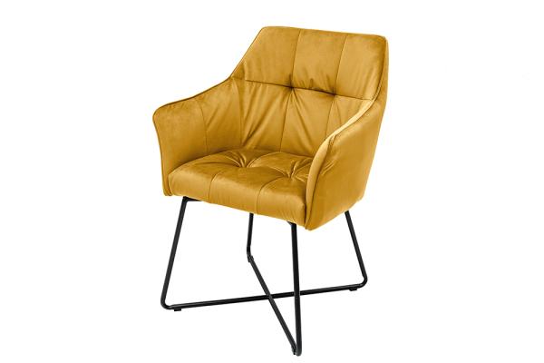 Exkluzívna dizajnová stolička LOFT vintage horčicovo žltá, zamat