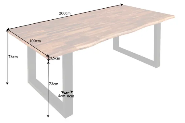 Masívny jedálenský stôl GENESIS 200 cm akácia, hnedá