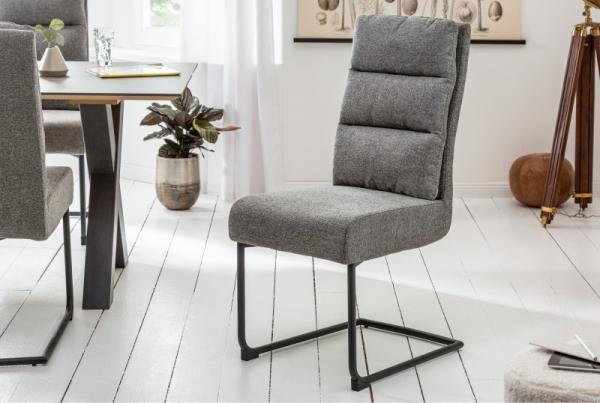 Moderná konzolová stolička COMFORT vintage šedá s čiernym kovovým rámom