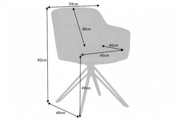 Otočná stolička EUPHORIA svetlo šedý zamat v retro štýle s ozdobným prešívaním