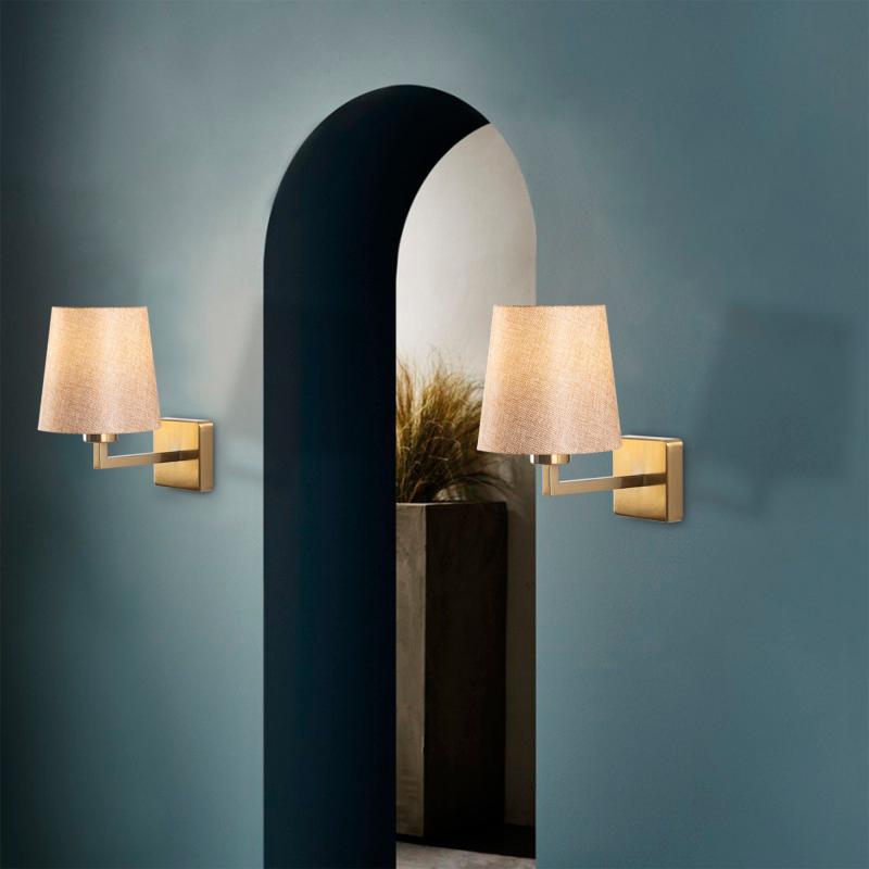 Dizajnová nástenná lampa PARDO 30 cm, béžová, zlatá