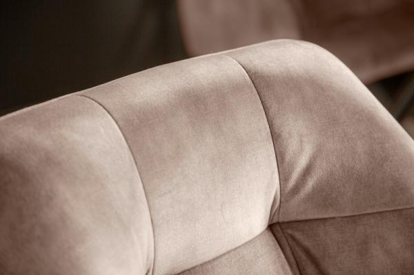 Otočná dizajnová stolička LOFT šampanská, zamatová, retro štýl s ozdobným prešívaním