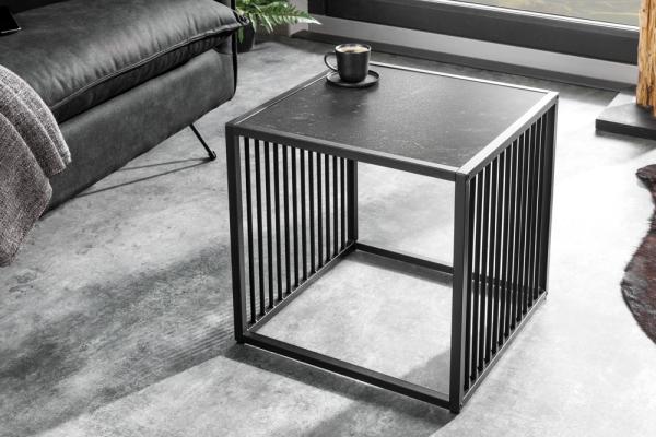 Dizajnový príručný stolík ARCHITECTURE 40 cm, mramorový, čierny