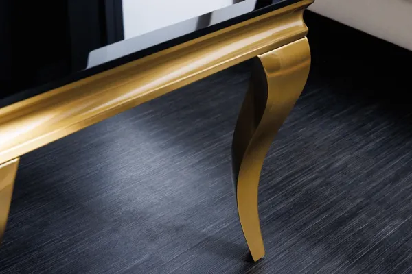Elegantný konferenčný stolík MODERN BAROQUE 100 cm čierny, zlatý, opálové sklo