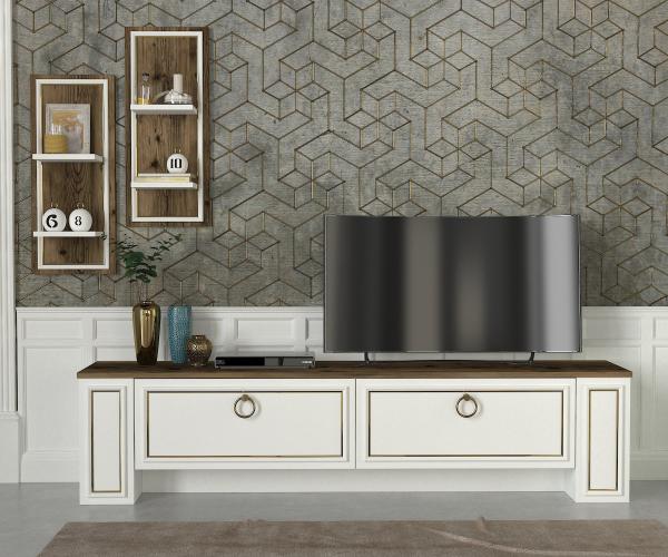 Dizajnový TV stolík SANSA 180 cm, MDF, biely