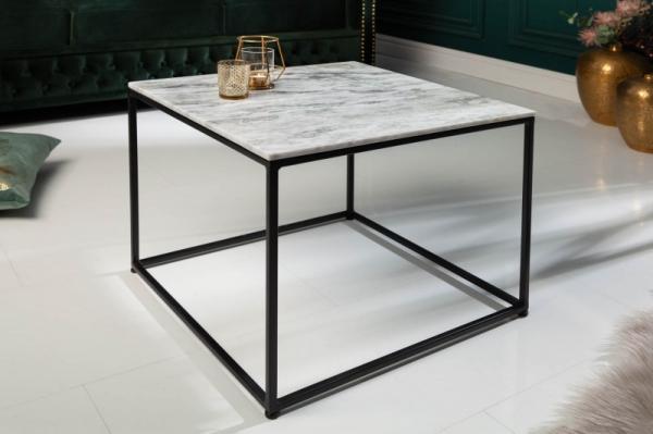 Dizajnový konferenčný stolík ELEMENTS 50 cm mramorovo biely