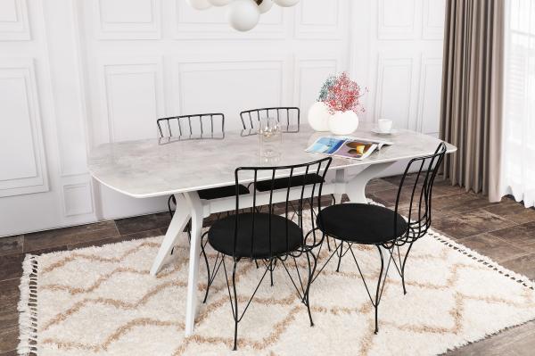 Elegantný jedálenský stôl ARES 180 cm, MDF, mramor, krémový