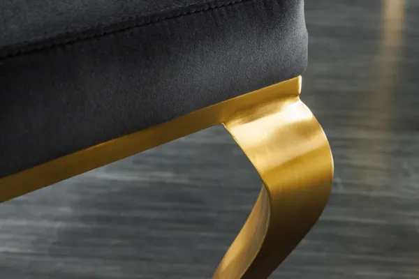 Elegantná stolička MODERN BAROQUE II, čierno zlatá zamat, nerezová oceľ