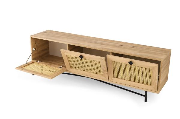 Priemyselný TV stolík ALCAZAR 180 cm, MDF, dubová dýha