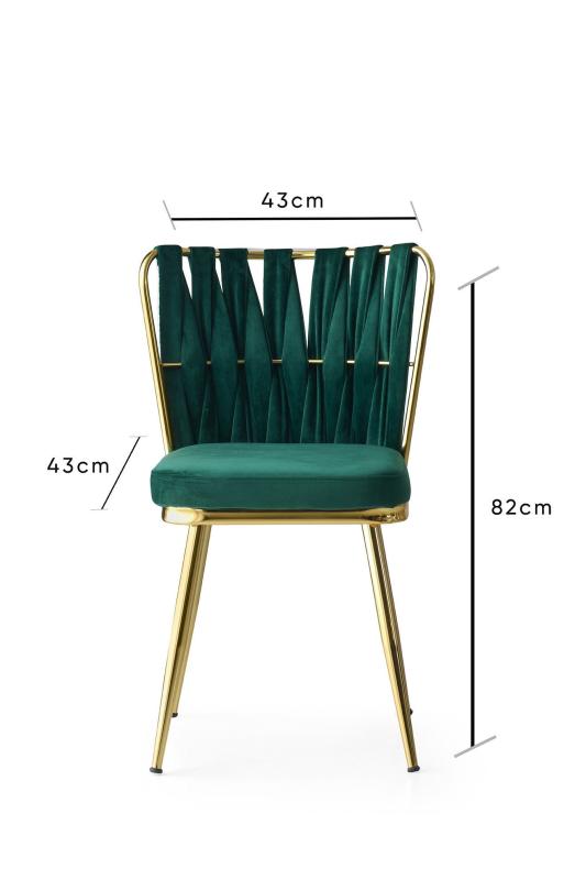 Dizajnová stolička KUSAKLI, smaragdovo zelená, zamat
