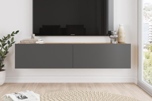 Elegantný TV stolík FRA II 140 cm, MDF, prírodný, šedý