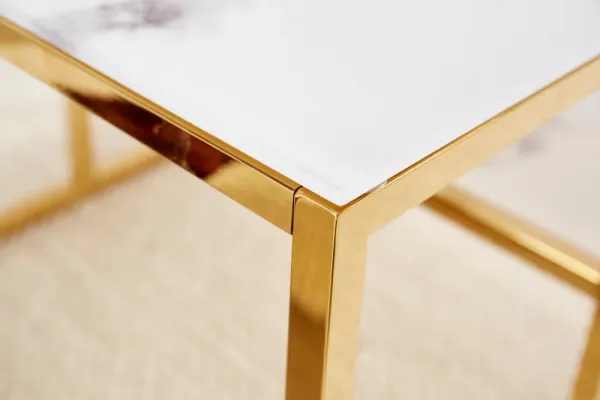 Elegantný konferenčný stolík ELEGANCE 90 cm, mramorový dekor, zlatý