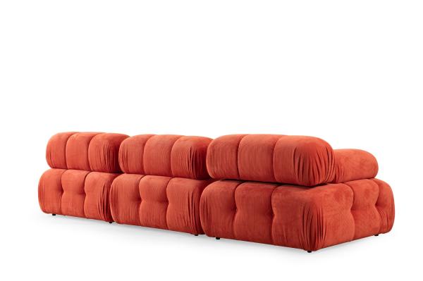 Dizajnová 3-miestna pohovka BUBBLE 315 cm, oranžovo červená, tkanina