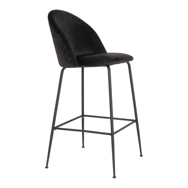 Dizajnová barová stolička LAUSANNE, čierny zamat