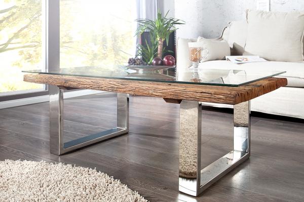 Masívny konferenčný stolík BARRACUDA II 110 cm, teak, prírodný