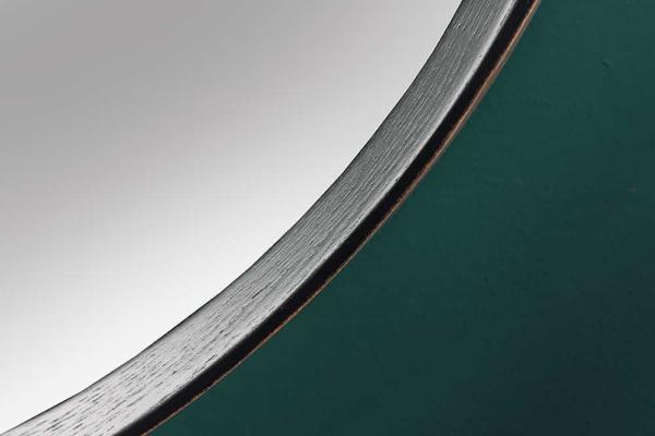 Okrúhle nástenné masívne zrkadlo AMSTERDAM 70 cm, prírodné, čierne, dub