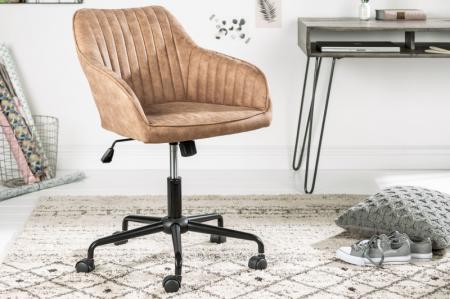 Výškovo nastaviteľná kancelárska stolička TURIN mikrovlákno, svetlohnedá