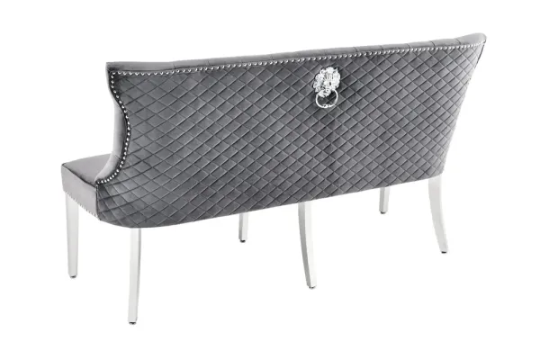 Elegantná lavica MODERN BAROQUE 165 cm, šedý zamat, s opierkou