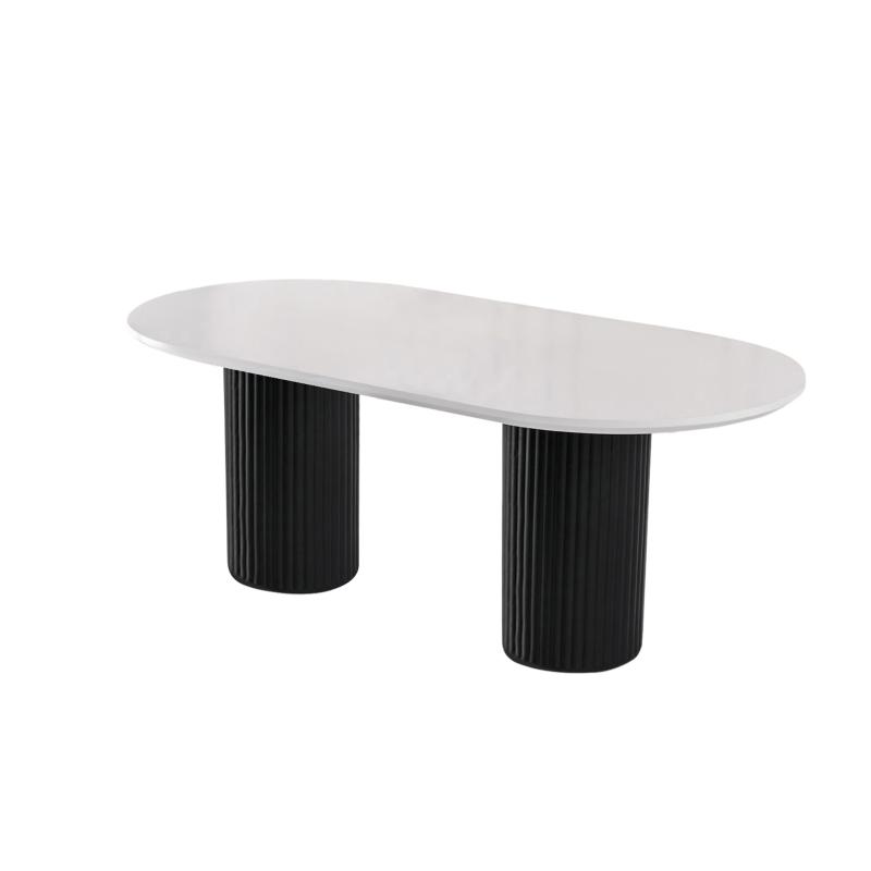 Dizajnový jedálenský stôl ZANOTTA 200 cm, MDF, biely, čierny