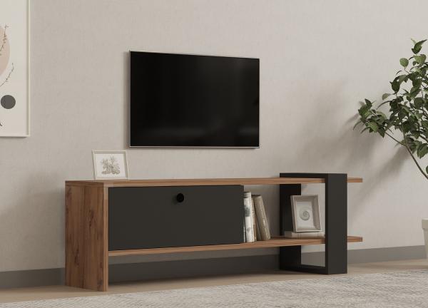 Elegantný TV stolík OVA 120 cm, MDF, dubová dýha, antracit