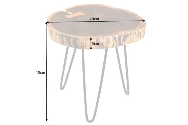 Priemyselný príručný stolík GOA III 40 cm, akácia, prírodný