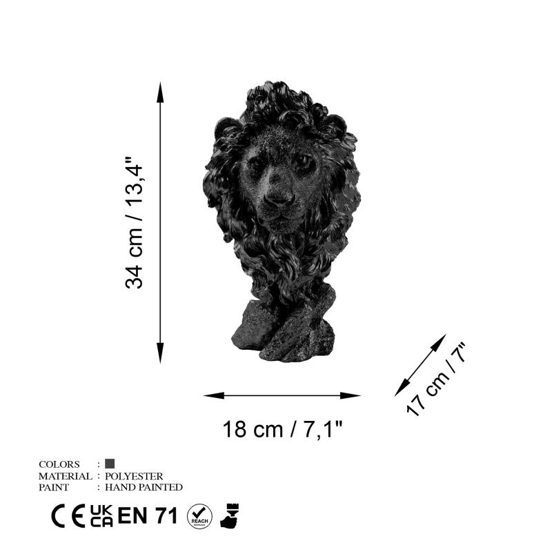 Dizajnová socha leva LION 34 cm, čierna