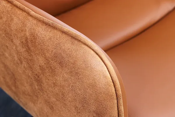 Retro stolička BIG GEORGE koňaková otočná s lakťovými opierkami, koža, mikrovlákno