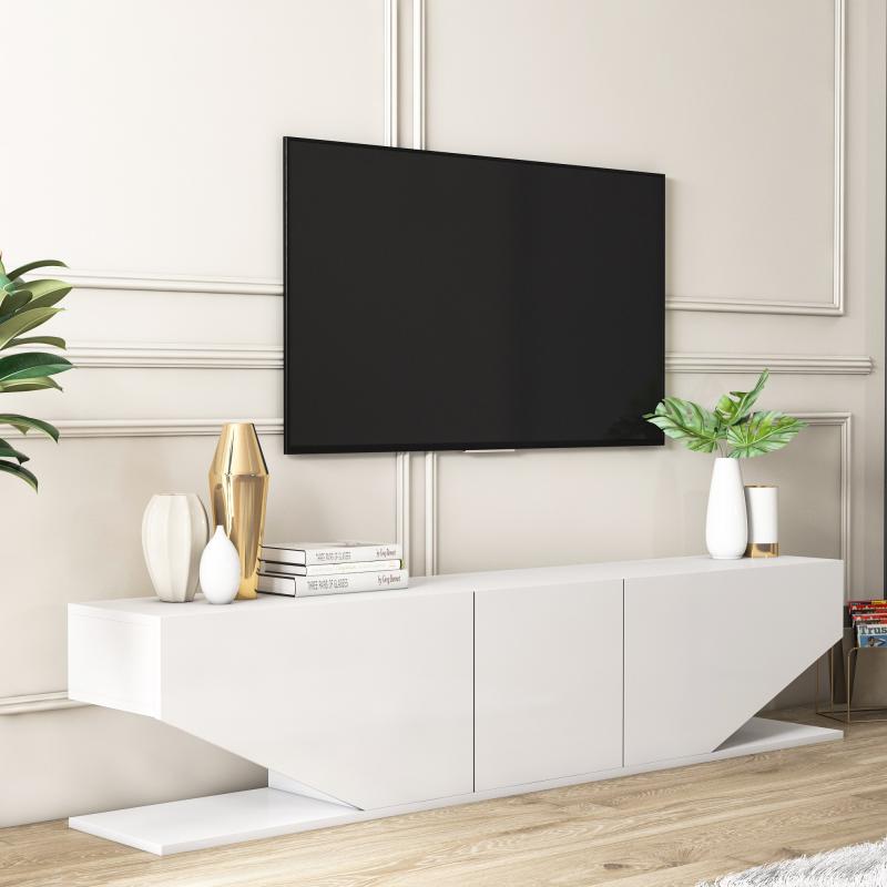 Elegantný TV stolík DIAMOND 180 cm, MDF, biely
