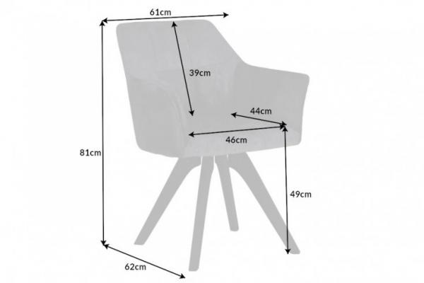 Otočná dizajnová stolička LOFT tmavošedá, zamatová, retro štýl s ozdobným prešívaním