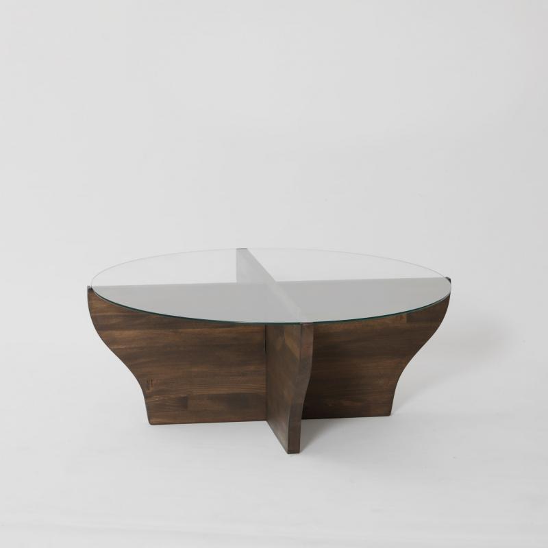 Dizajnový konferenčný stolík AMFORA 92 cm, orech, hnedý