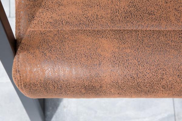 Priemyselná konzolová lavica LOFT 160 cm vintage hnedá s podrúčkami